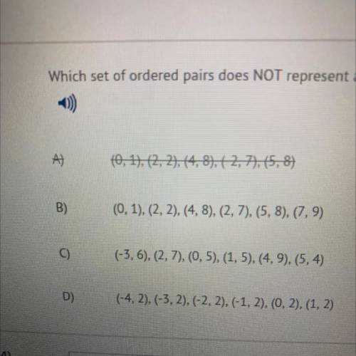 Which set of ordered pairs does NOT represent a function?