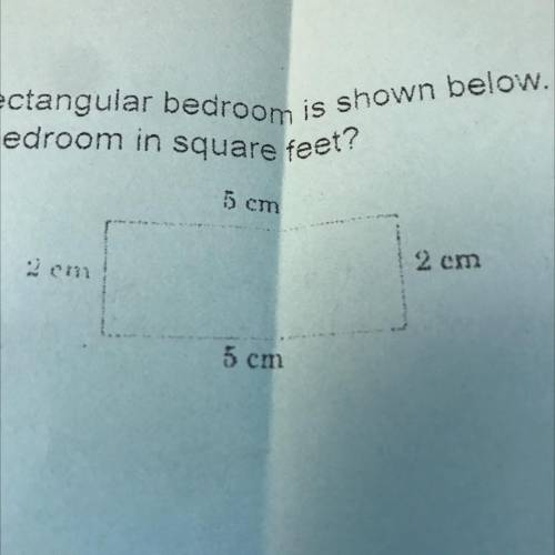 A square drawing of rectangle bedroom is shown below. Use a scale of 1cm = 2ft. What is the area of