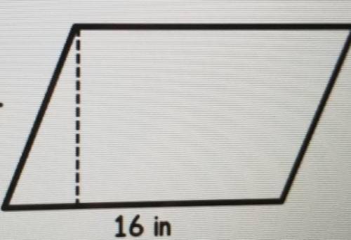 If the area of the parallelogram below is 136 in, then what is the height of the parallelogram?