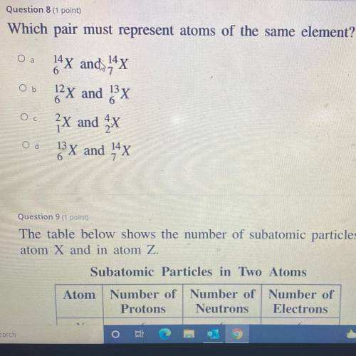 Which pair must represent atoms of the same element?