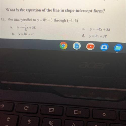 What is the equation of the line in slope intercept form