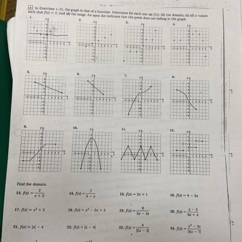 In Exercises 1 - 12 , the graph is that of a function . Determine for each one (a) f(1); ( b) the d