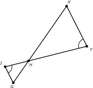 Similar triangles GHI and XHY are created from intersecting line segments GX and IY.

The length o
