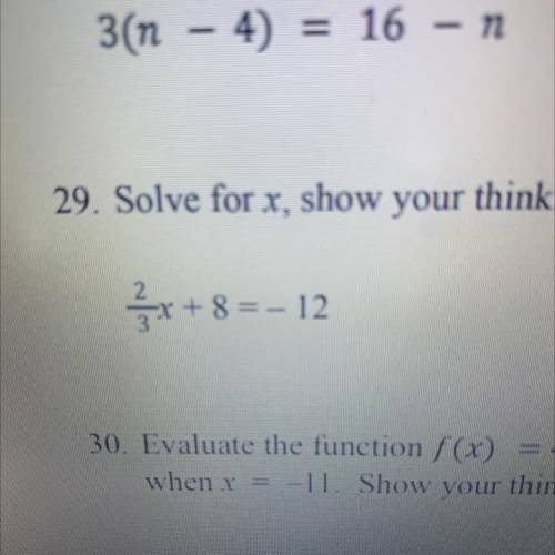 2/3x+8 = - 12
Please help i need help for finals