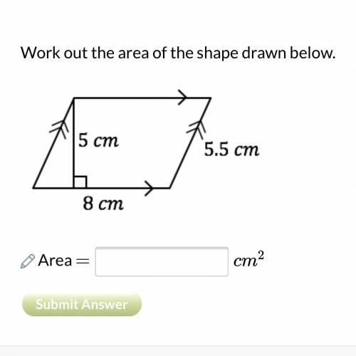 Work out the area of the shape drawn below