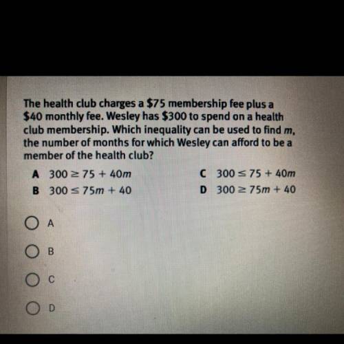 Please Help ASAP!!

 
Which inequality can be used to find m, the number of mouths for which Wesley