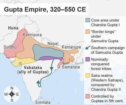 The map shows the territories within the Gupta Empire. (will make brainliest!)

What does the map