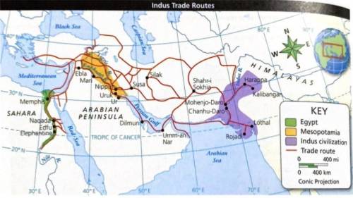 Q1. How did Mesopotamia traders get to the Indus Valley by water?

Q2. Why were there no trade rou