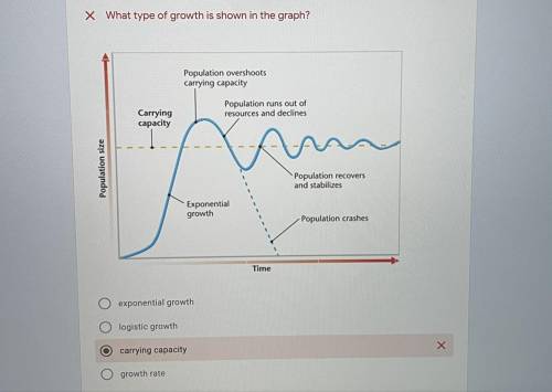 What type of growth is shown in the graph?

A) Exponential growth
B) logistic growth
C) carrying c