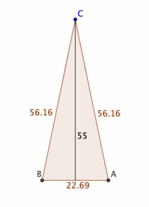 1. Construct the Isosceles triangle from given data below : Altitude = 55mm Perimeter = 135mm