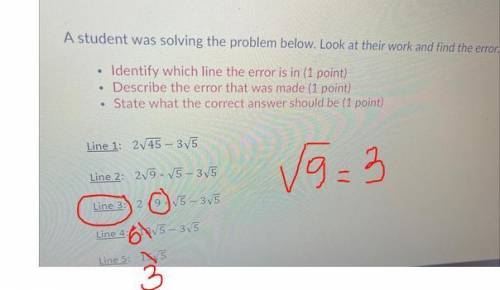 Identify which line the error is in (1 point)

• Describe the error that was made (1 point)
State w