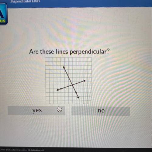 Are these lines perpendicular?
yes
no