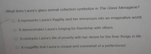 What does Laura's glass animal collection symbolize in The Glass Menagerie?

O It represents Laura