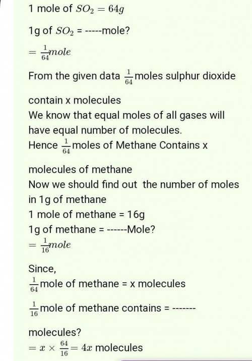 If one gram of sulphur dioxide contains x molecules what will be the number of molecules in 1g of me
