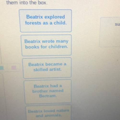 Use three sentences that belong in a summary of the article and d

into the box
Beatrix explored
f