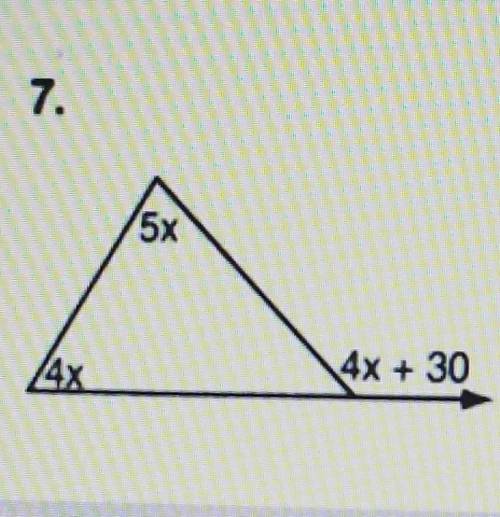 How do I solve #7? do i add all the angles together like a normal triangle and make it equal to 180