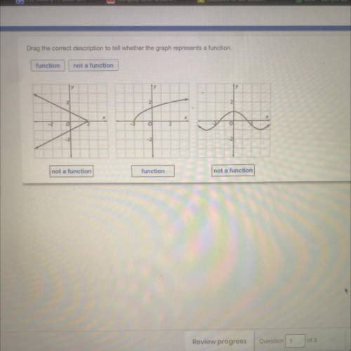 Drag the correct description to tell whether the graph represents a function.