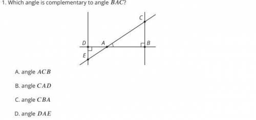 1. Which angle is complementary to angle BAC?
