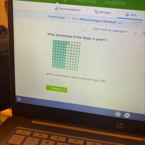 What percentage of the shape is green?