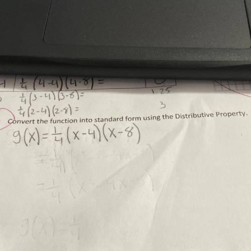 Convert the function into standard form using the distributive property