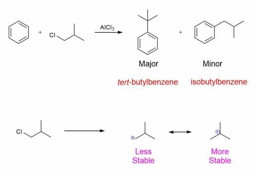 What is the major product of the reaction of benzene and isobutyl chloride in the presence of AlCl3