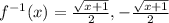 f^{-1} (x)=\frac{\sqrt{x+1} }{2} ,-\frac{\sqrt{x+1} }{2}