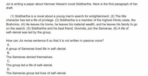 Joi is writing a paper about Herman Hesse's novel Siddhartha. Here is the first paragraph of her dr