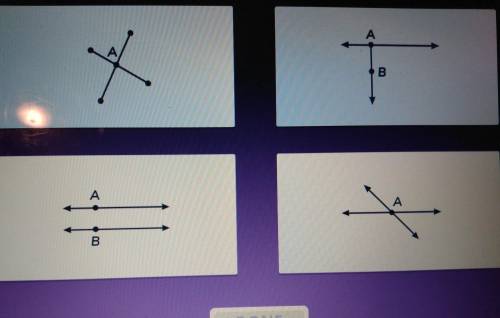 Which drawing shows two lines that intersect at Point a ax, tab, two lines ab, straight x a.