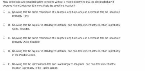 How do latitude and longitude allow someone without a map to determine that the city located at 48