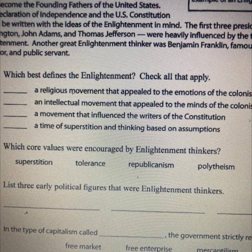 1.

Which best defines the Enlightenment? Check all that apply.
a religious movement that appealed