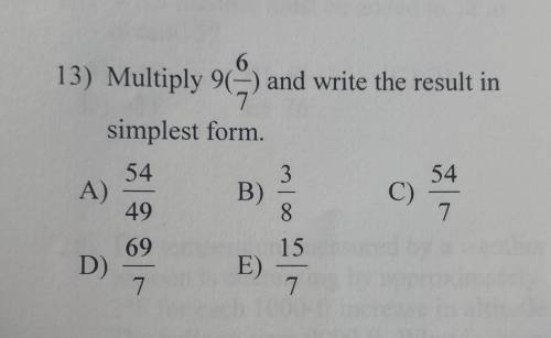 Multiply 9(6/7) and write the result I. simplest form? please show me the step