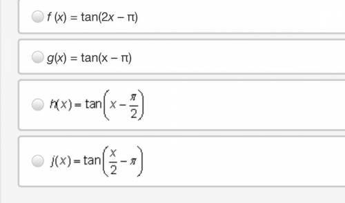 Which equation represents a tangent function with a domain of all Real numbers such that x is not e