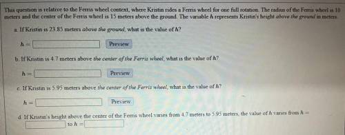This question is relative to the Ferris wheel context, where Kristin rides a Ferris wheel for one f