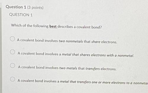 Which of the following best describes a covalent bond?