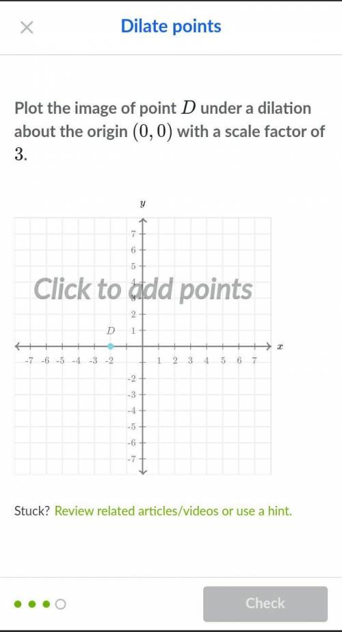 Plot the image of point D under a dilation about the origin (0,0) with a scale factor of 3.