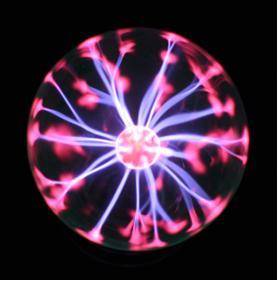A plasma globe is a device that produces streaks of light. The streaks of light stay inside the pla