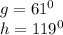 g=61^{0} \\h=119^{0}