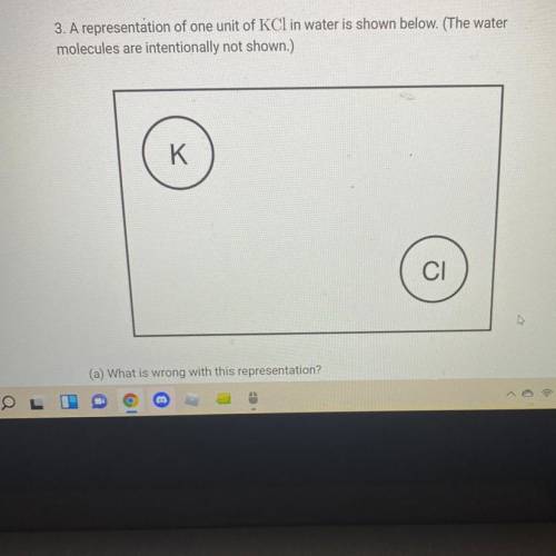 3. A representation of one unit of KCl in water is shown below. (The water molecules are intentiona