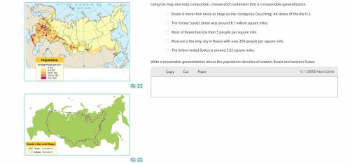 Write a reasonable generalization about the population densities of eastern Russia and western Russ
