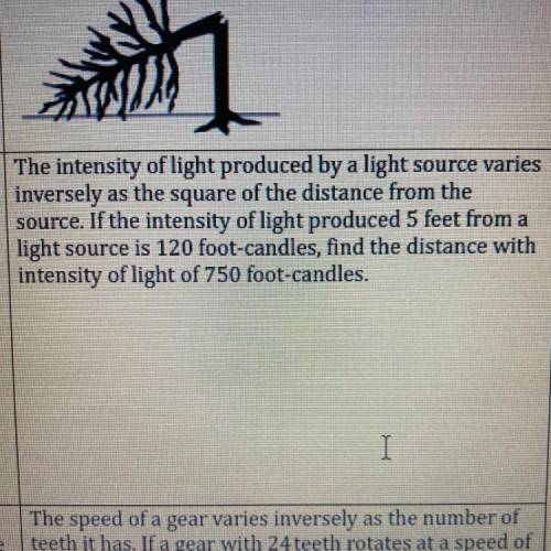 The intensity of light produced by a light source varies

inversely as the square of the distance