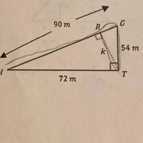 Identify the similar triangles and then solve for variable k in the diagram.