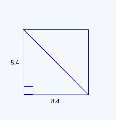A square has sides of length 8.4 . Work out the length of a diagnol of the square . Give your answer