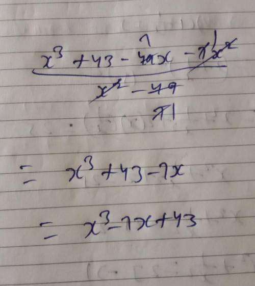 (x 3 + 43 - 49x - 7x 2) ÷ (x 2 - 49)