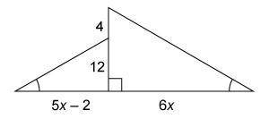 The two triangles are similar. What is the value of x?
Enter your answer in the box.