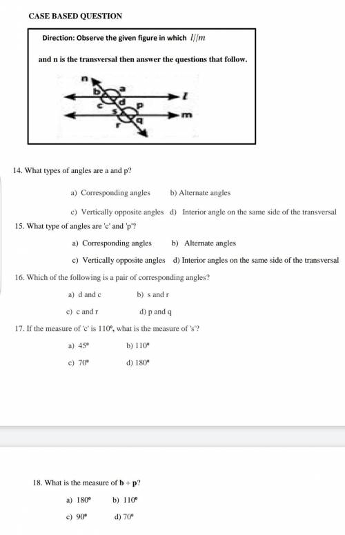 This is a case study question class 7th chapter lines and angles