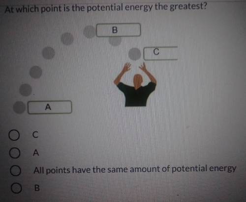 Please help At which point is the potential energy the greatest ?