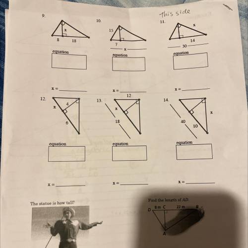 Triangle equation worksheet 
I need help ASAP!!