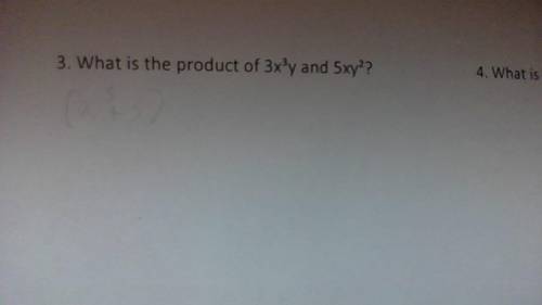 What is the product of 3x^3y and 5xy^2?