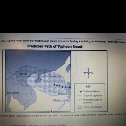 If Typhoon Nesat had continued along the same path, which development would most likely have reduce