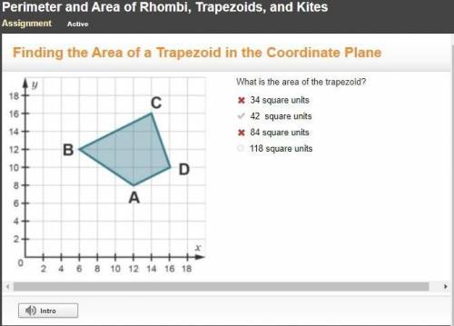 Finding the Area of a Trapezoid in the Coordinate Plane

A trapezoid with vertices A(12,8), B(6,12
